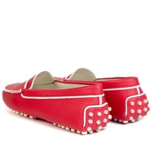 Authentic TOD'S‎ Gommino Slip-on Casual Driving Loafer Red & White Shoe 8.5 / 39